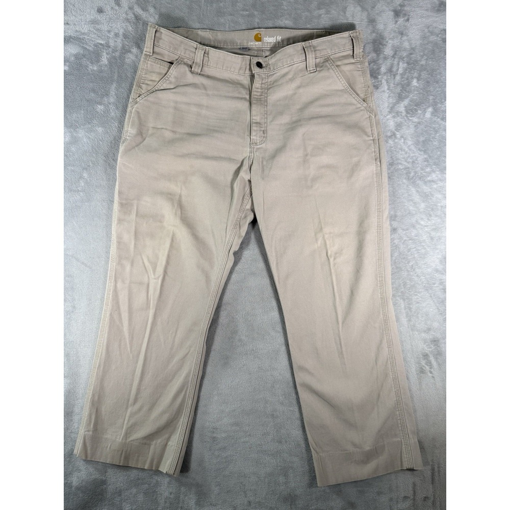 Carhartt Pants Mens 38x30 Actual 38x27 Beige Rugged Flex Relaxed Fit Dungarees